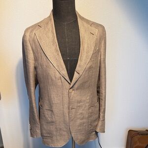 Suitsupply tan linen suit